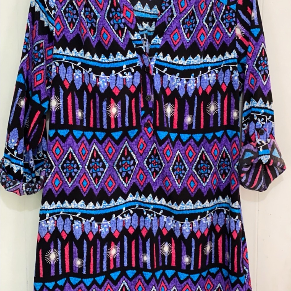 Vintage Multicolor Geometric Midi Dress
